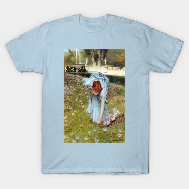 Spring in the Gardens of the Villa Borghese - Sir Lawrence Alma Tadema T-Shirt by forgottenbeauty